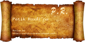 Petik Roxána névjegykártya